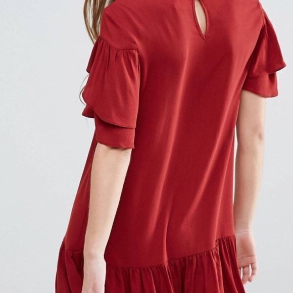 New ASOS Short Sleeve Drop Waist‎ Dress with Ruffles - Picture 4 of 9